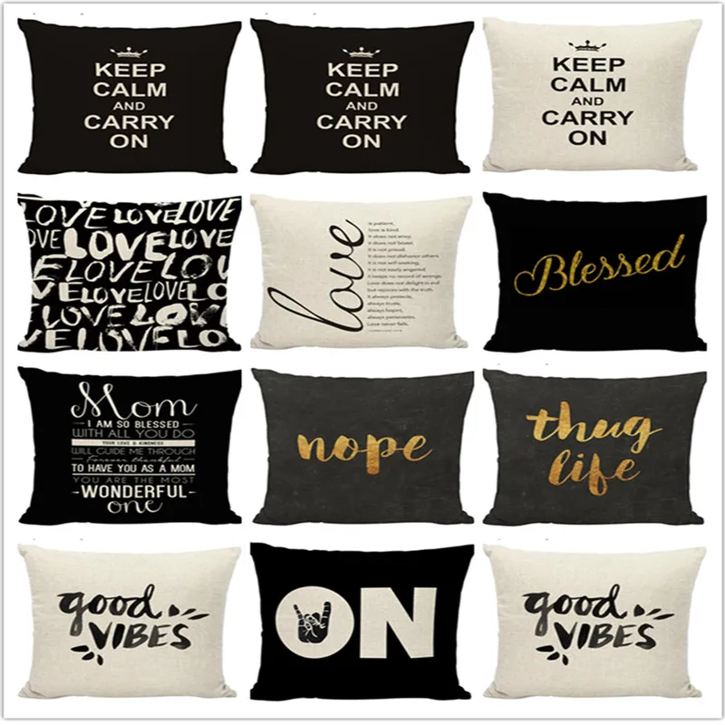 

Good Vibes Keep Lover Throw Pillow Case Letter Cushion Cover Black White Gifts Home Decoration Printed Car Sofa Decor Cojines