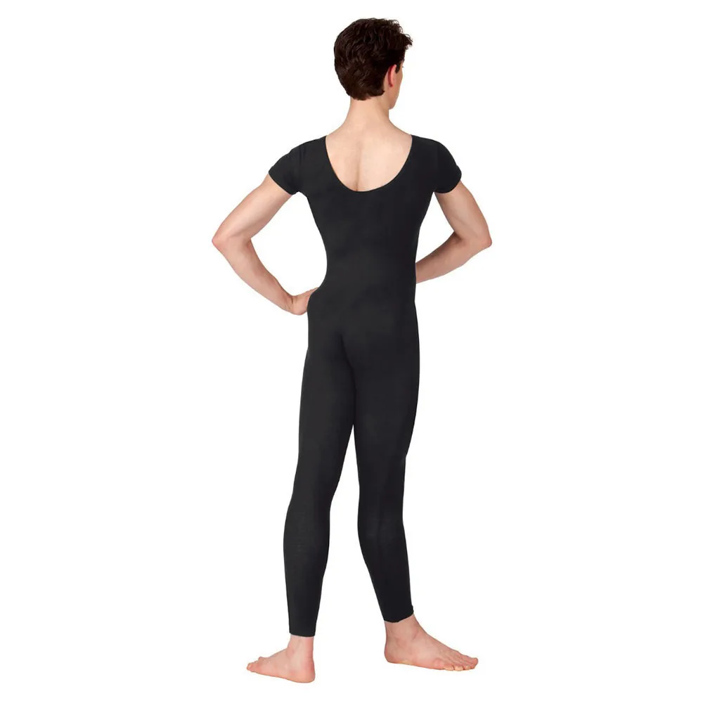 Взрослый черный мужской Unitard цельное лайкровое для балета с коротким рукавом Полный Облегающий комбинезон Unitards танцевальные костюмы Боди