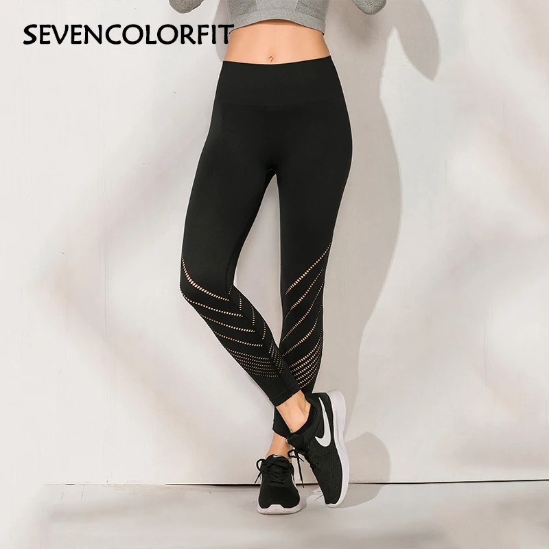 Black Sevencolorfti Omber бесшовные леггинсы с высокой талией для фитнес Push Up для женщин Спорт Тренажерный зал жизненно Спортивная одежда штаны - Цвет: Black