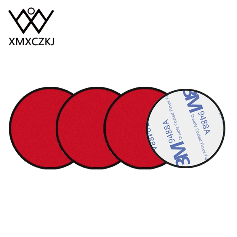 Red 4 Round XMXCZKJ Высокое качество комплект металлических пластин для магнитный держатель телефона в автомобиль Замена металлической пластины с клеем - Цвет: Red 4 Round