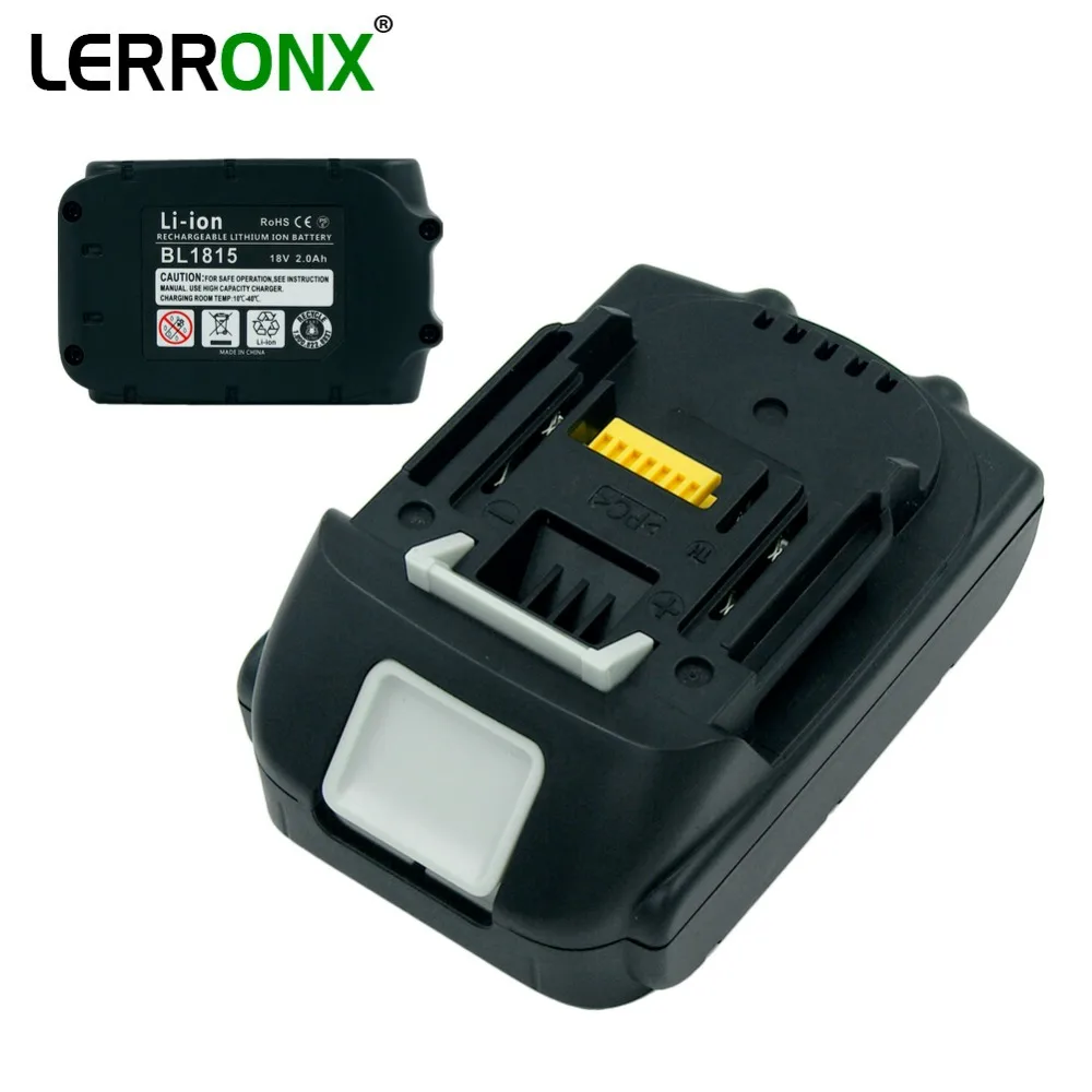 

LERRONX BL1815 18V 2.0Ah Lithium Power Tools Rechargeable battery for Makita Drills BL1830 LXT400 BL1840 194204-5 Li ion battery