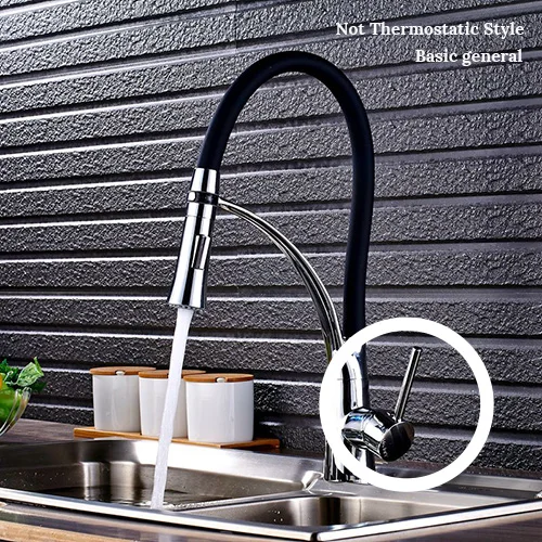 no thermostatic Термостатический хромированный кухонный кран для раковины, поворотный выдвижной кухонный кран, кран для раковины, монтируемый на бортике, смеситель для горячей и холодной воды - Цвет: no thermostatic