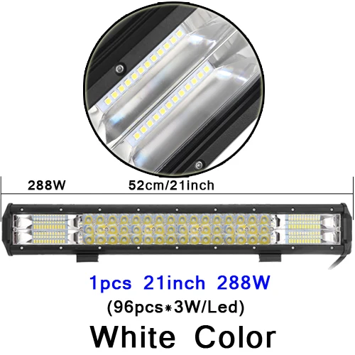 288W white Янтарный Белый 1" 216 Вт 17" 252 Вт 2" дюймовый 288 Вт 23" 324 Вт 2" дюймов 360 Вт комбо Offroad светодиодный светильник бар для JEEP 12v 24v автомобилей 4X4 - Цвет: 288W white