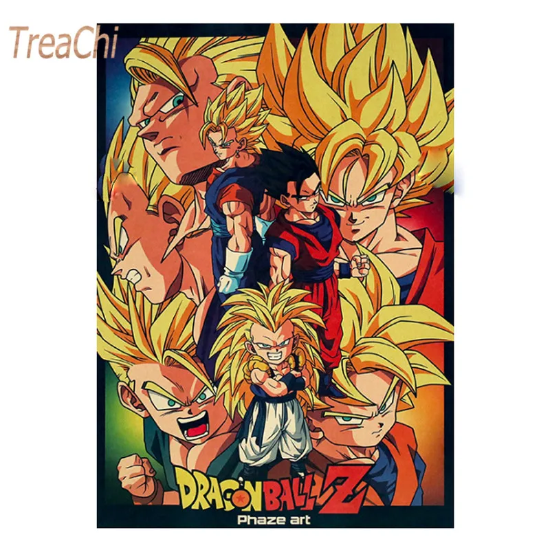 Z3 51.5x36 Dragon Ball Z плакат Гоку Постер Мультфильма фильма крафт Бумага ретро постер декоративная настенная наклейка, украшение для дома - Цвет: Z3 51.5x36