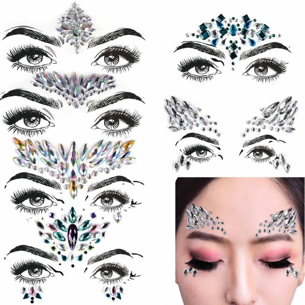 Акриловая полимерная мозаика, наклейка Bindi ручной работы в богемном и этническом стиле, украшение для лица и глаз, украшение на лоб, наклейка