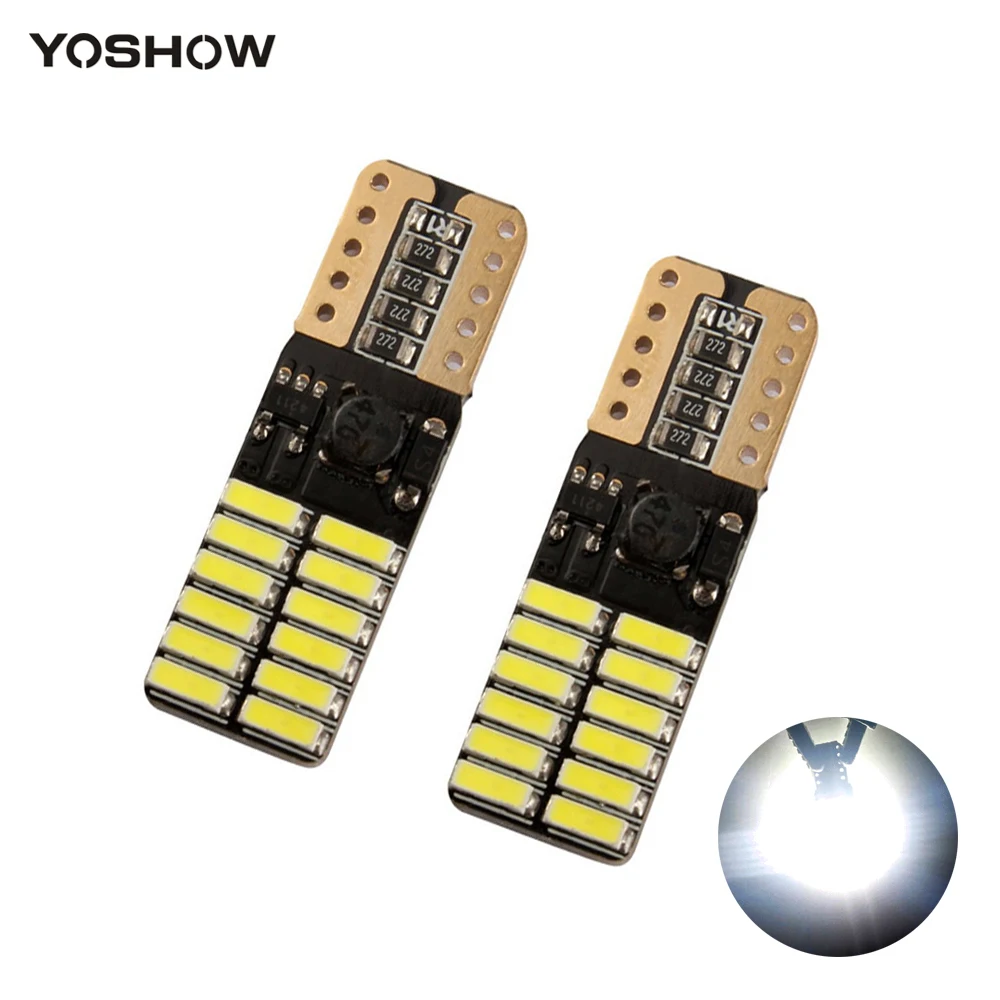 YOSHOW 100 шт. T10 24smd 4014 Canbus ОШИБОК светодио дный лампы W5W 12 В чип Бесплатная авто