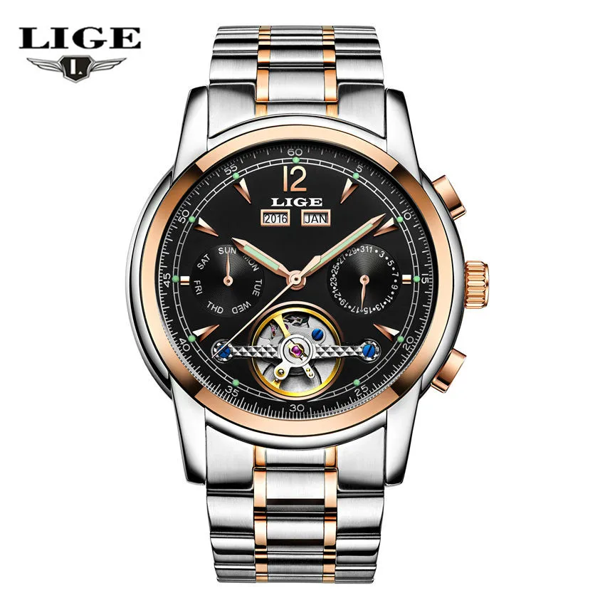 Relojes LIGE мужчина водонепроницаемый спорт часы мужские люксовый бренд отдых tourbillon