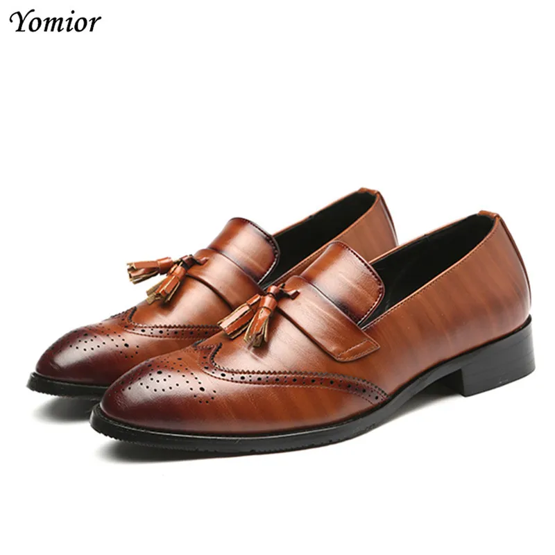 Yomior/Новинка мужская повседневная кожаная обувь Модный деловой костюм с