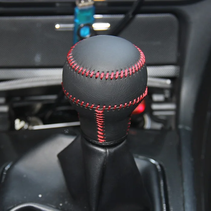 Red stitch Оплетка на руль для Mitsubishi Lancer EX 10 Lancer X Outlander чехол ppc крышка ручного тормоза чехол для рычага переключения передач - Название цвета: Red stitch