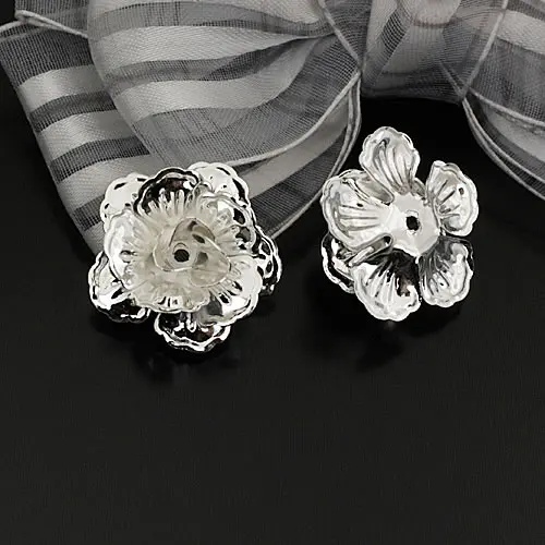 Silver Color Plated 24110) 20 шт. 21x10 мм античная бронза железо 3D цветы бусины Spacer Бусины Diy ювелирных изделий Аксессуары оптом - Цвет: Silver Color Plated
