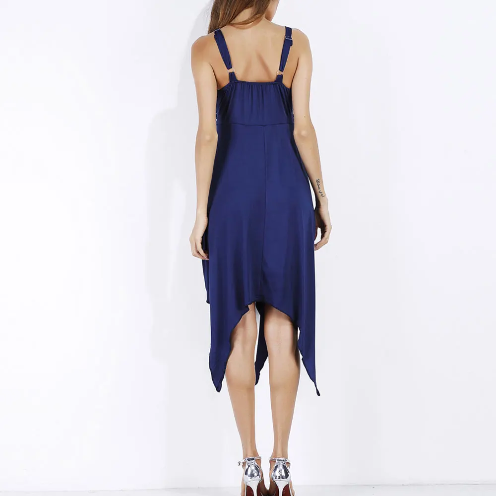 Для женщин модное летнее платье пикантные Клубные рукавов Спагетти ремень