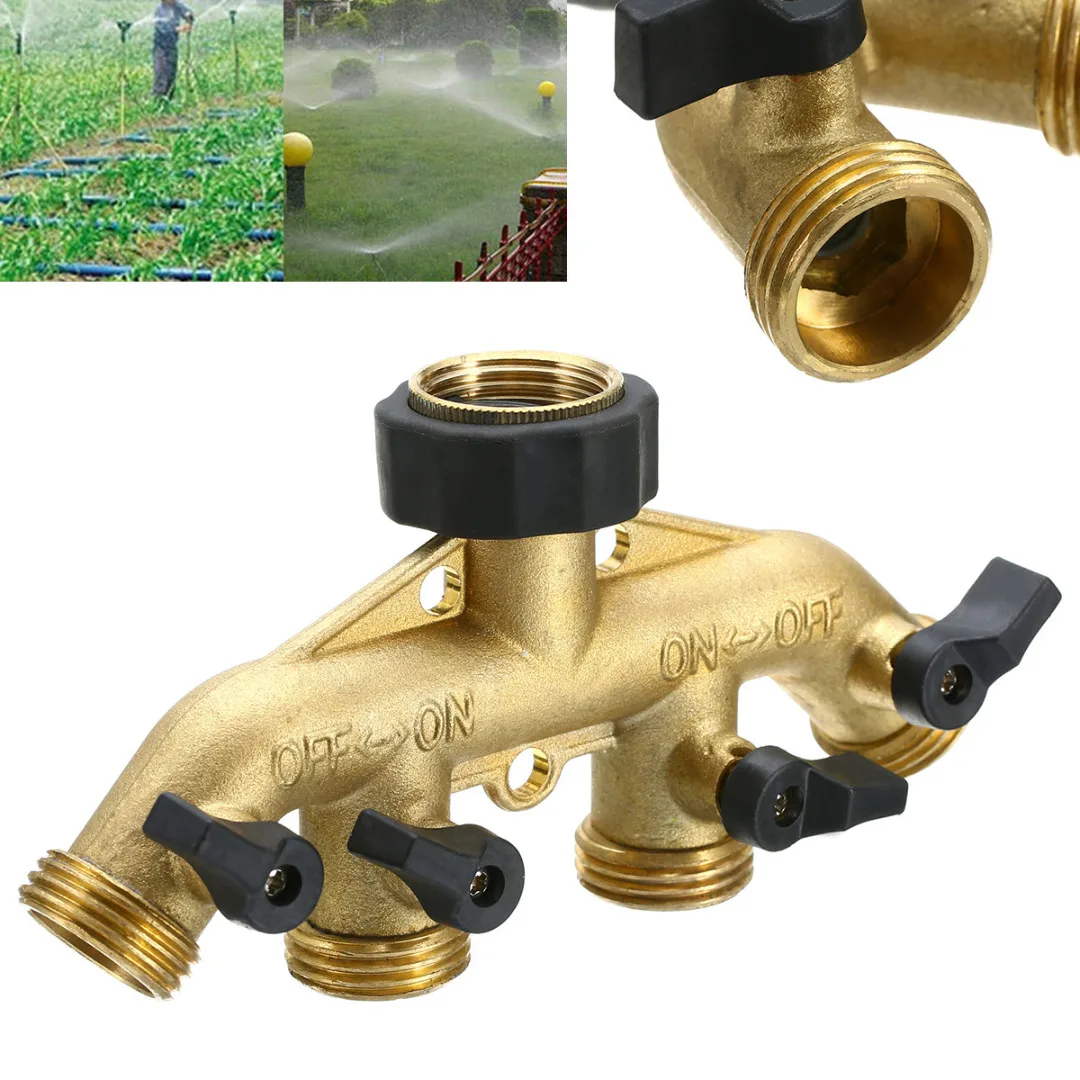Латунные 4 сторонние коннекторы 3/4 дюйма разделитель труб для садовых шлангов