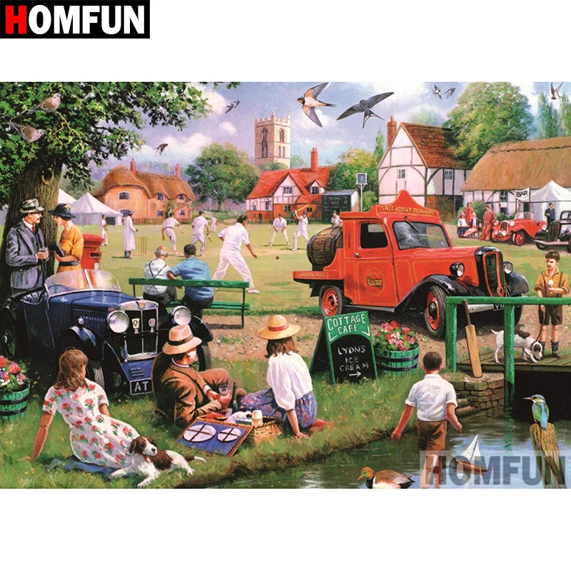 

HOMFUN 5D DIY Diamond Painting Full Square/Round Drill "Holiday landscape" 3D Embroidery Cross Stitch gift Home Decor A08232