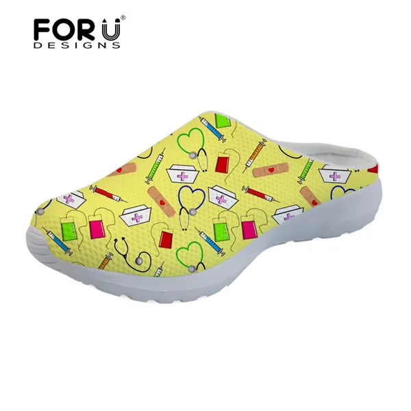 FORUDESIGNS/ г.; Лидер продаж; милые женские шлепанцы для медсестры; женские пляжные шлепанцы с принтом медведя; женские сандалии; Водонепроницаемая Обувь - Цвет: H10259CA