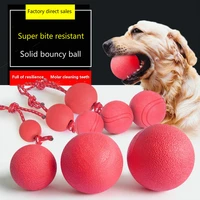 training dog bite ball pet bite resistant solid rubber bounce wear rope toy with bouncy