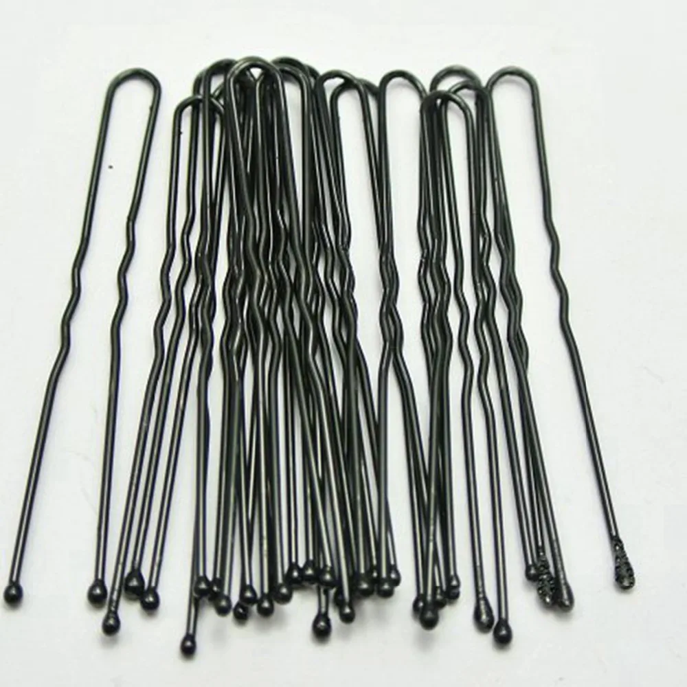100 Black Wavy U Comb Bobby Pins Grips Hair Barrette Clip 60mm | Украшения и аксессуары