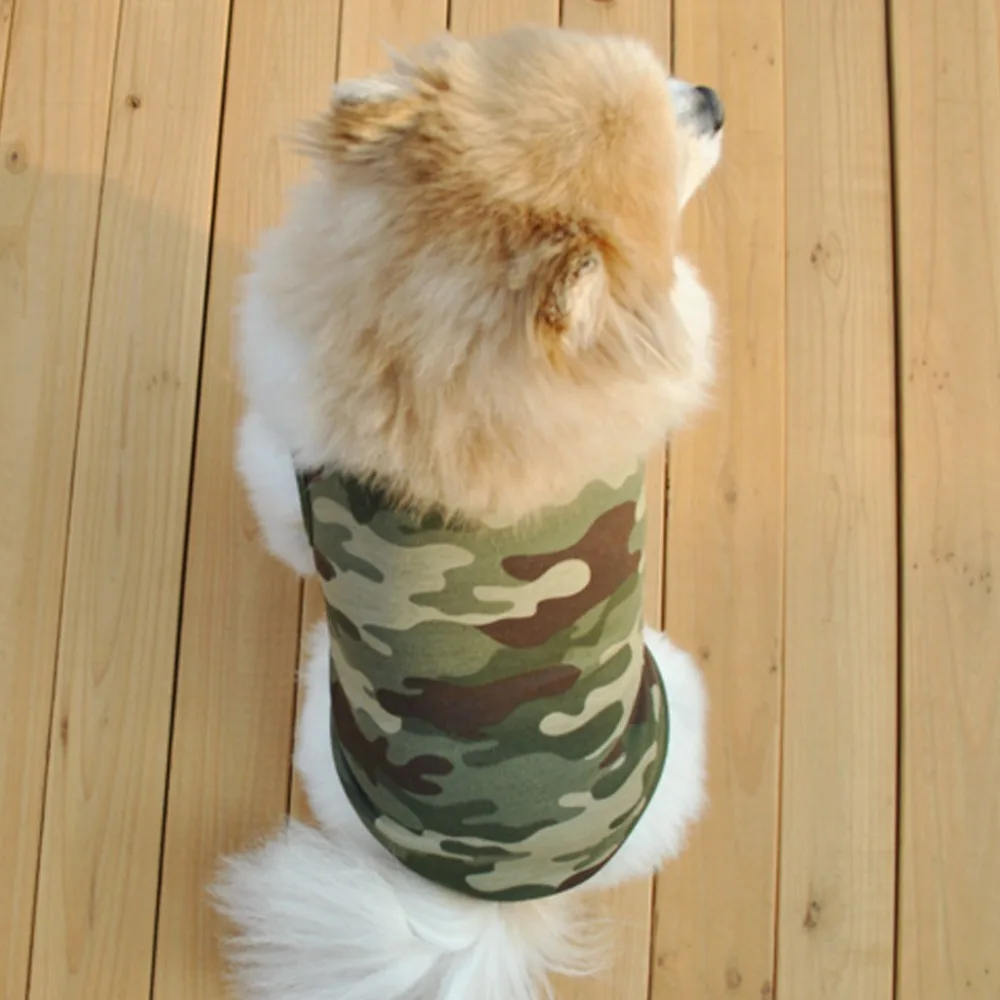 Модная футболка для собак и кошек симпатичная камуфляжная майка летняя куртка
