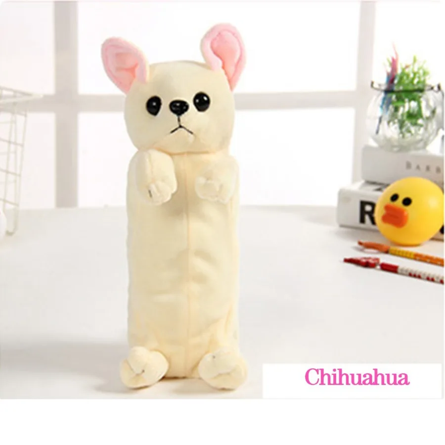 Kawaii плюшевый пенал мультяшная собака кукла игрушка пенал милый плюшевый щенок Канцтовары для детей Забавный студенческий подарок пенал - Цвет: Chihuahua