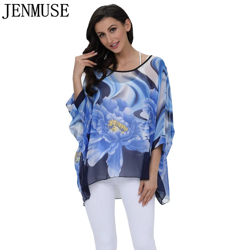 Женская шифоновая блузка Jenmuse Летняя туника с крыльями летучей мыши в стиле