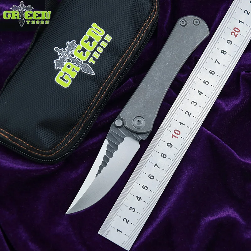 Складной нож Green thorn SBKF M390 со стальным лезвием Nudist TC4 титановая ручка карманный для