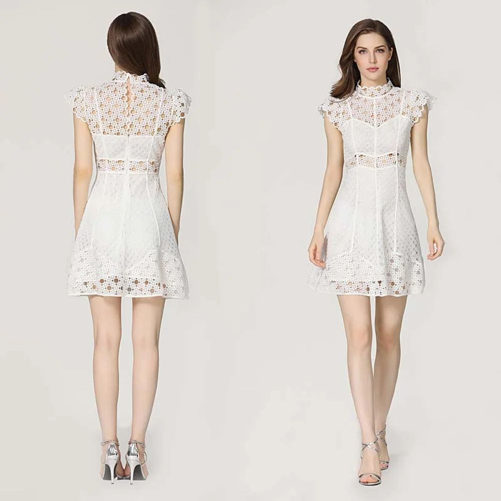 KAYIZAN 2018 New Delicate Lace Embroidered Slim Dress Women Short Sleeved Summer Flying Sleeve Sexy Elegant Holiday | Женская одежда