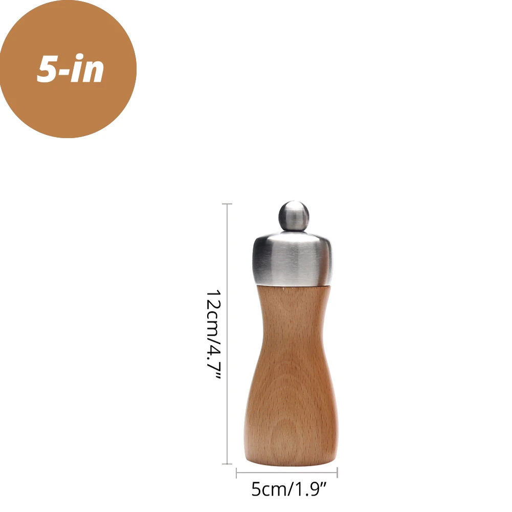 Natural wood 5 inch Лучшая деревянная мельница для перца-прецизионные Винтовые Канавки-свежеизмельчающий перец, травы и специи - Цвет: Natural wood 5 inch