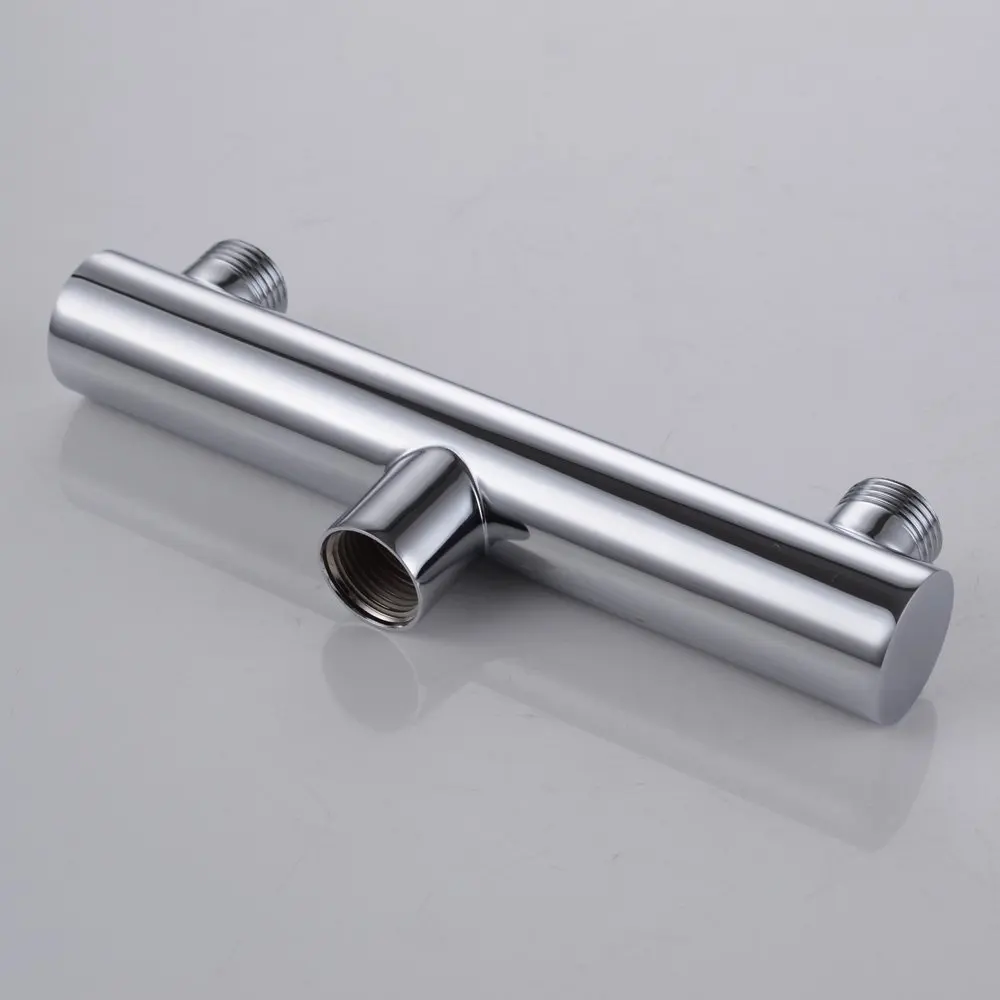 Polished Chrome Bathroom Shower Head Double Outlet Manifold with 5 Function Sprayers Metal Swivel Ball Joint | Обустройство дома