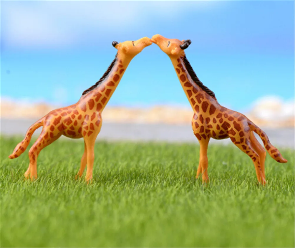 2 шт./компл. Африканские животные Жираф фигурки семья Твердые ПВХ Модель Фигурки - Фото №1
