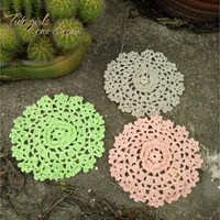30pcslot desk accessories decor handmade crocheted doilies 12cm colorful flower placemat vintage look coaster pad for wedding