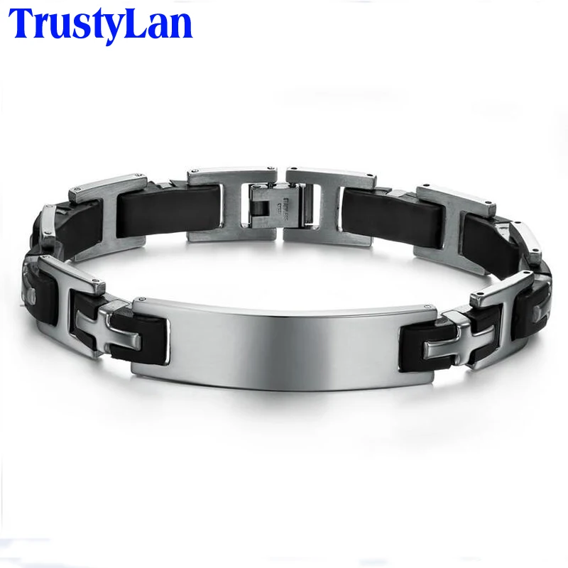 Trustylan Aliexpress крест Браслеты Нержавеющая сталь черный силиконовый Для мужчин