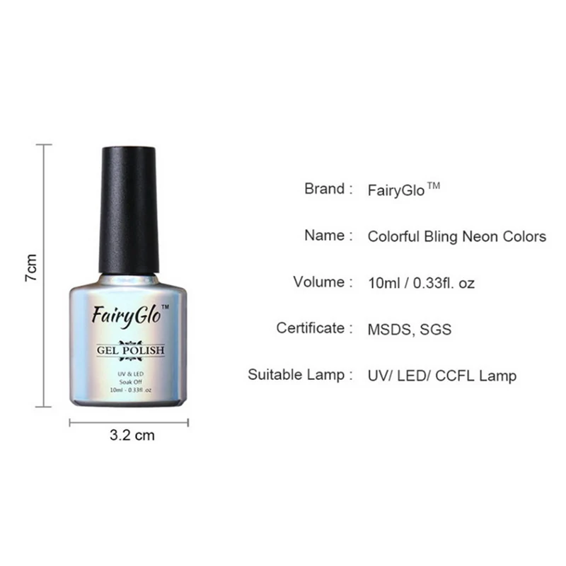 FairyGlo 10 мл голубой Цвет Гель лак для ногтей Vernis Полупостоянный УФ гель впитывающий