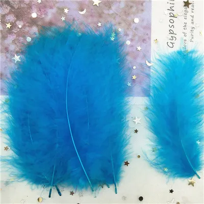 lake blue 50p Natural Turkey Feathers Plumes 4-6 Inches10-15cm Multicolor Chicken Marabou Feather DIY Craft Wedding Jewelry Decoration 50pcs - Цвет: lake blue 50p