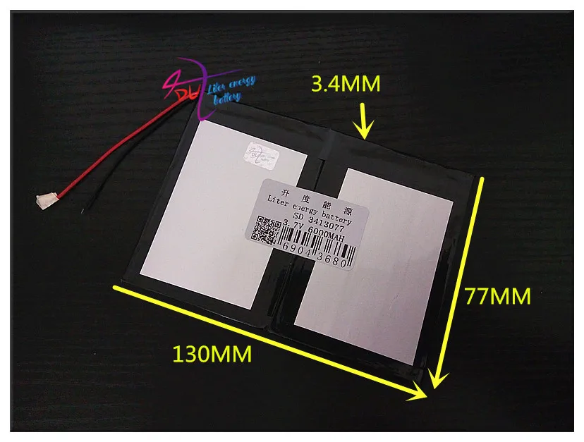 

3.7V 6000mAH 3413077 polymer lithium ion / Li-ion battery for tablet pc,power bank;GPS,mp3,mp4,cell phone,e-book