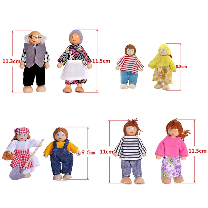Детская деревянная кукла с подвижными членами семьи игрушки Имитация деревянной
