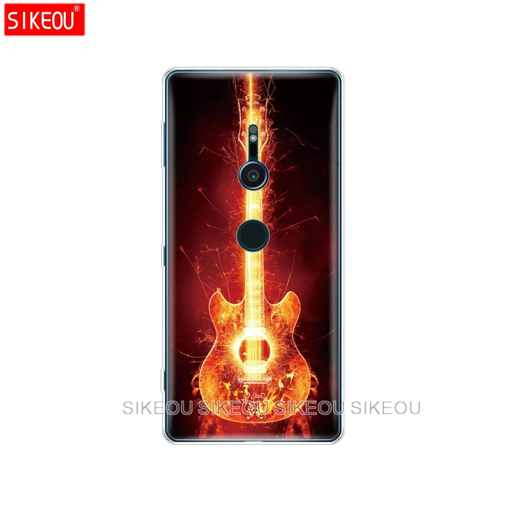 Силиконовый чехол для телефона sony xperia XA1 XA2 ULTRA PLUS L1 L2 XZ1 XZ2 compact XZ PREMIUM гитара синий
