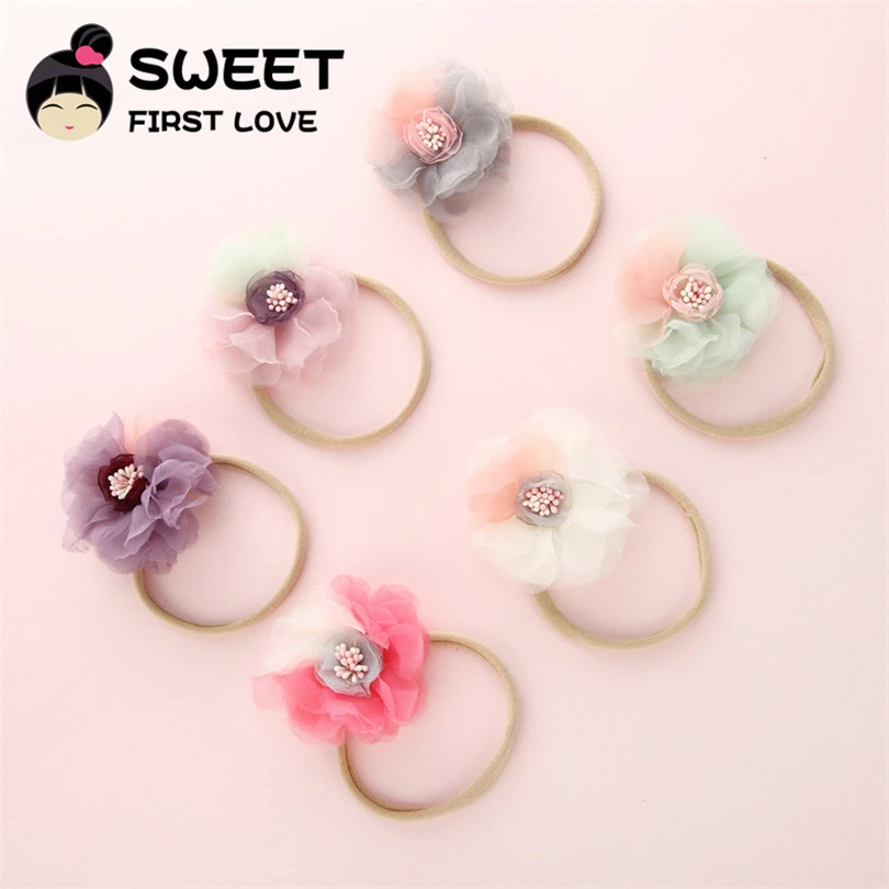 

6 Pcs/lot Cute Girl Kids Lace Flower Headbands Soft Headwear Elegant Hair Band Children Hair Decoration Girls Hair Accessories