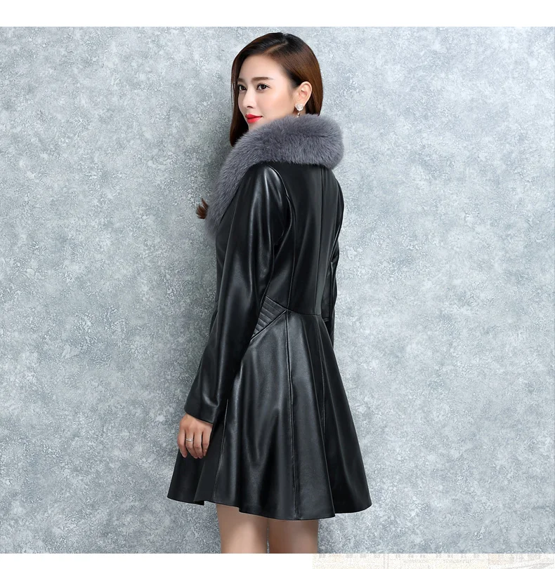 S/4XL женские черные/красные зимние осенние длинные кожаные куртки, тонкие модные женские пальто из искусственной кожи, женская верхняя одежда J2608