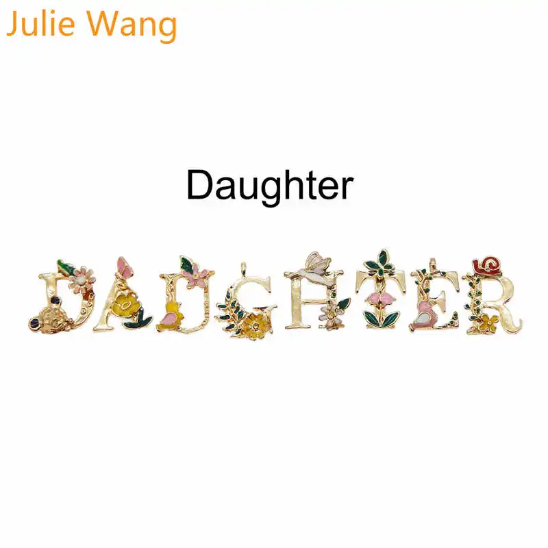 Julie Wang 6 шт. золотистые тона с 26 буквами эмаль красочные афабеты ожерелье подвеска