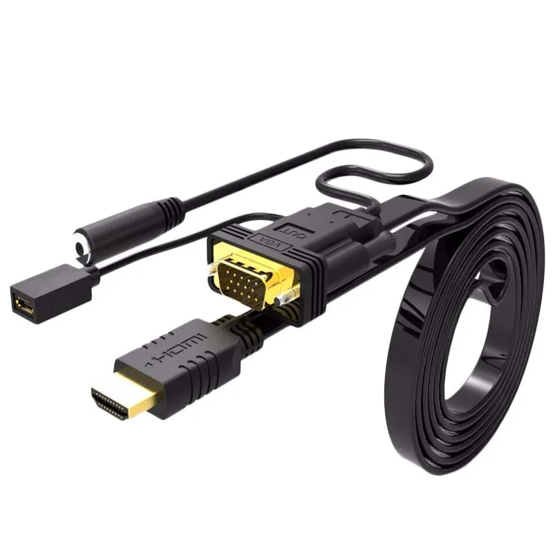 Кабель-адаптер Hdmi-Vga с аудио конвертером источником питания для ПК Hdtv Monitor 1080P |