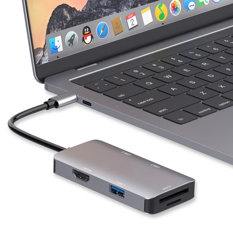 Док-станция Fealushon с разъемом типа C HDMI USB хаб для ноутбука Macbook Pro HP DELL Surface Lenovo Samsung |
