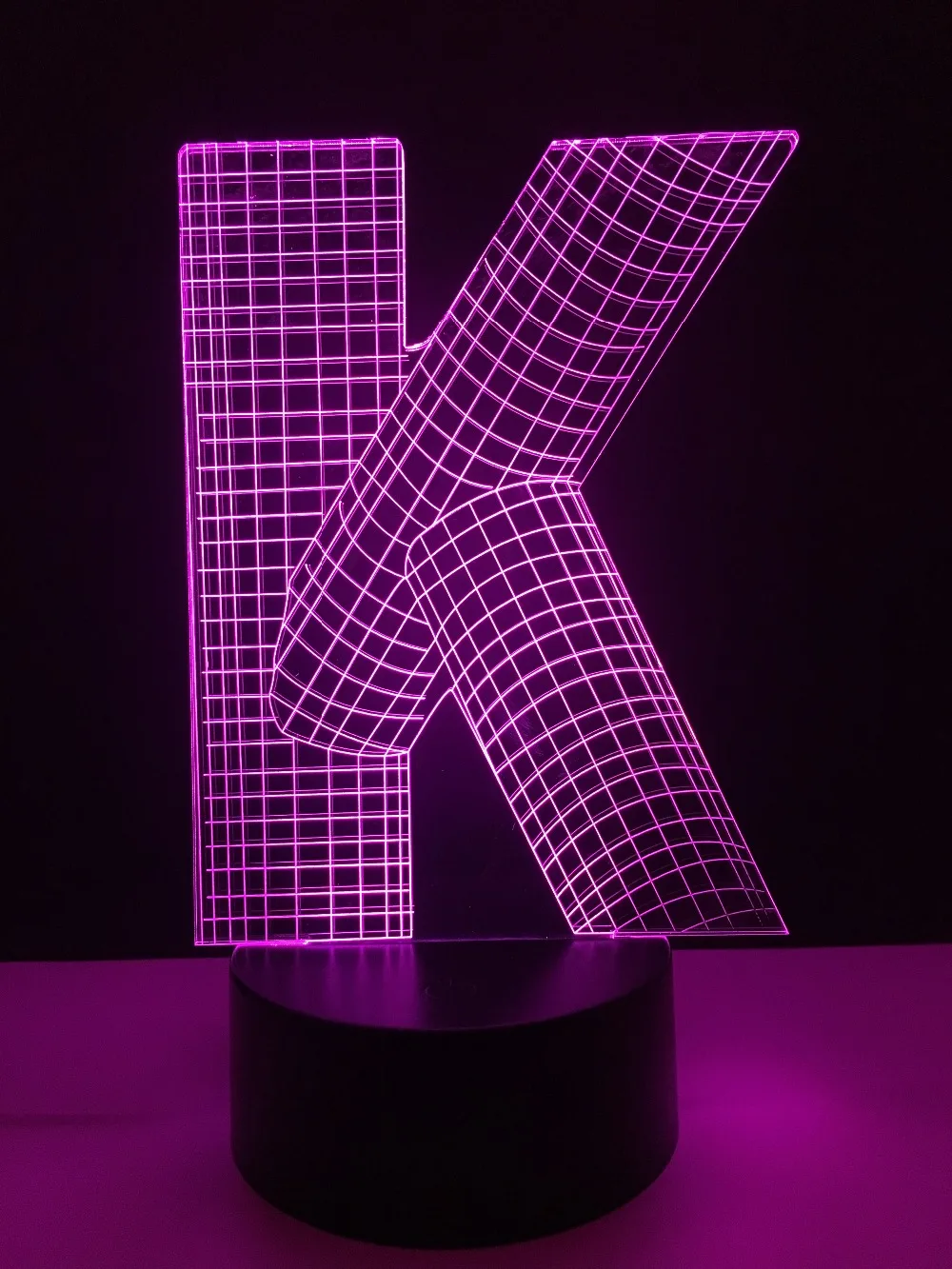Уникальный 3D лампа в форме алфавитной буквы K 7 цветов Изменение градиент стол Led