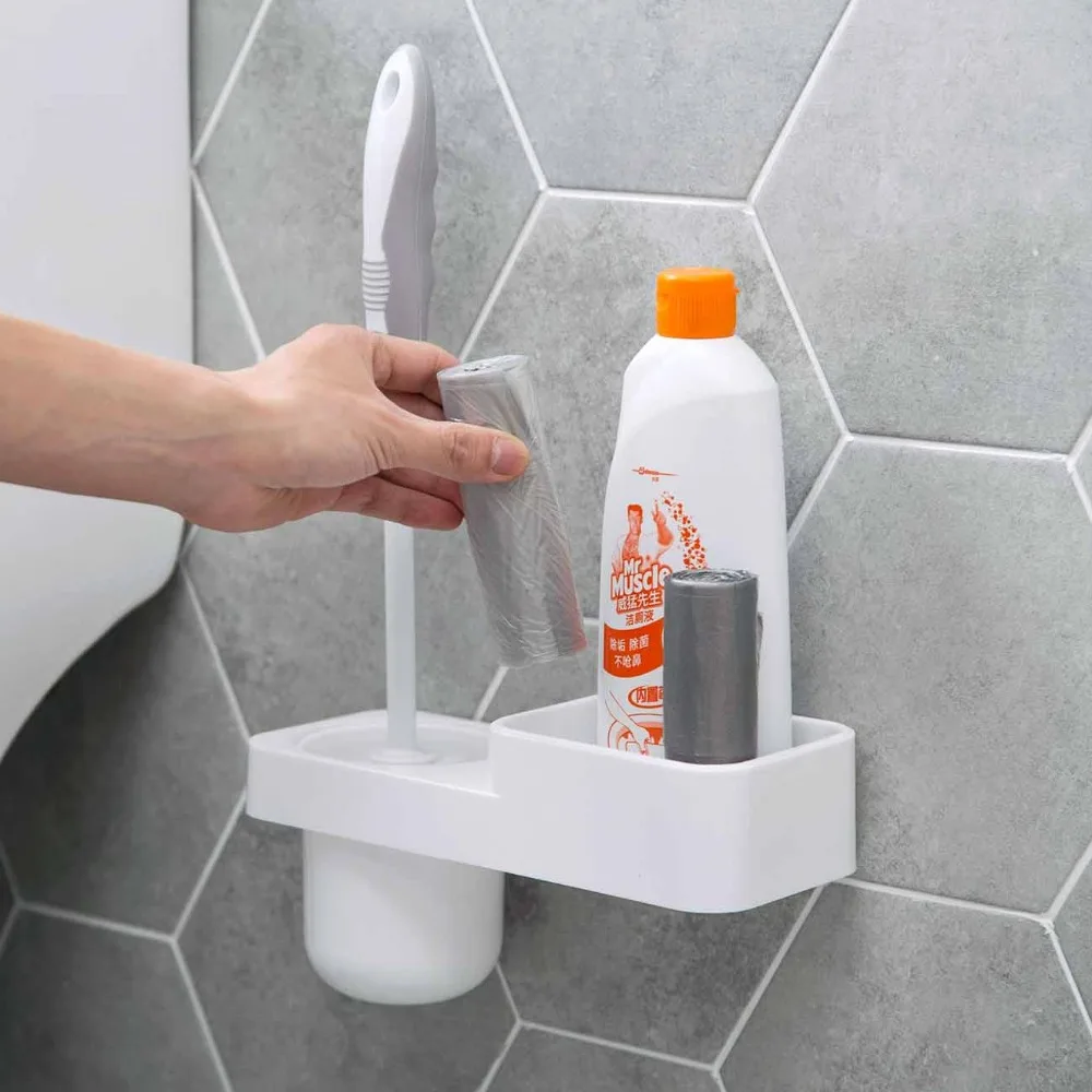 Настенный держатель для туалетной щетки набор пластиковых стеллажей ванной