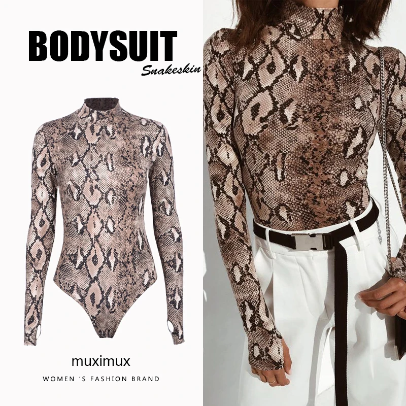 2018 зимний женский уличный сексуальный комбинезон со змеиным принтом Осенний