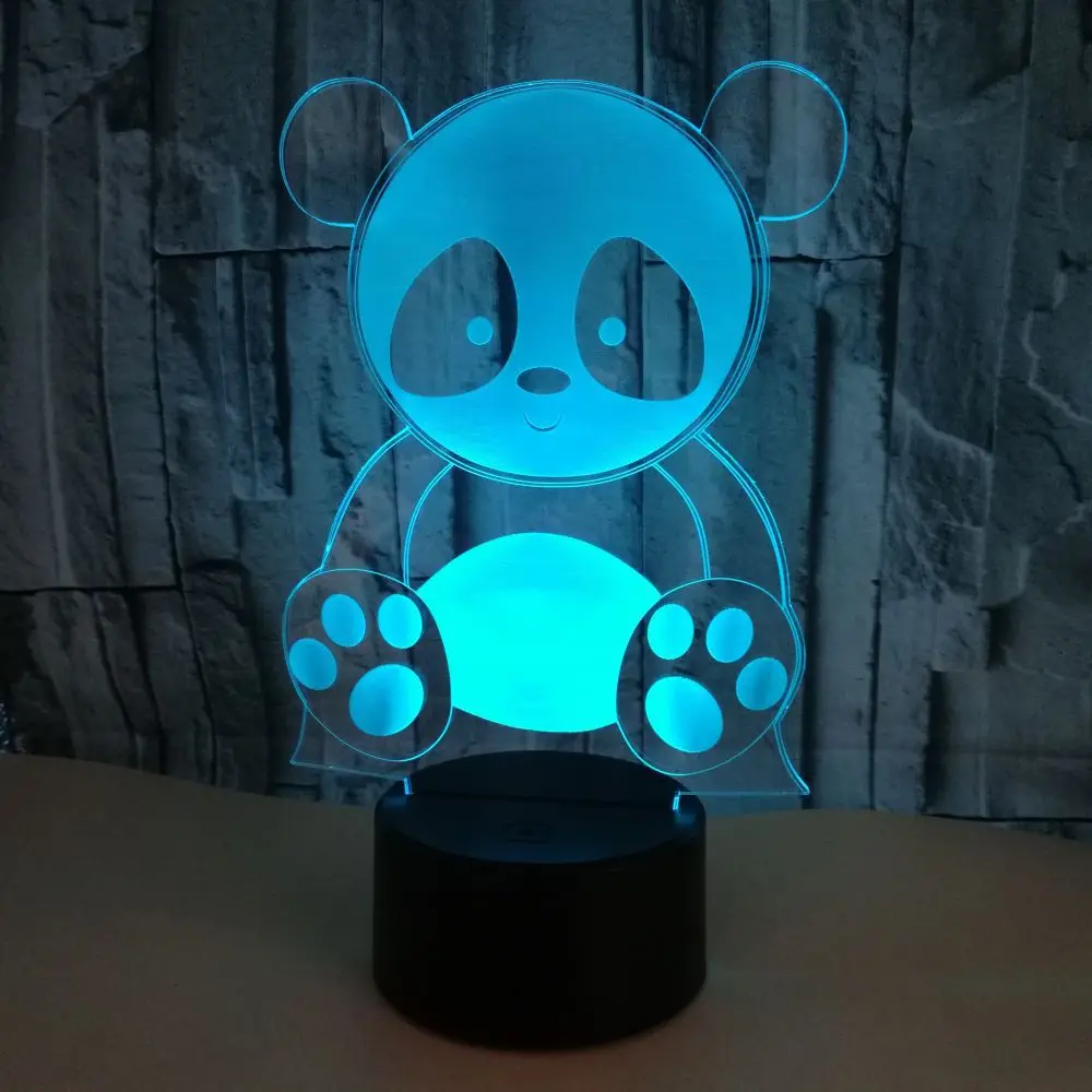 Милая панда модель LED 3D ночник 7 цветов мигающий дистанционный сенсорный Usb