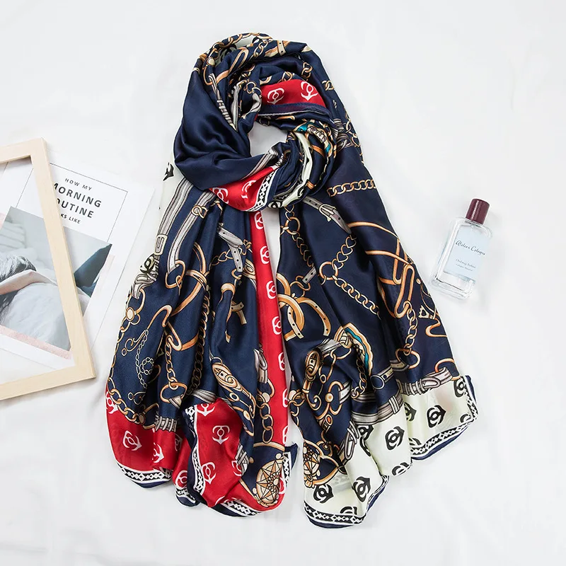 Fashion Beach Shawls Scavesf For Women Printed Silk Neck Scarfs Female 180*90cm Long Stole Neckerchief Scarves For Ladies
