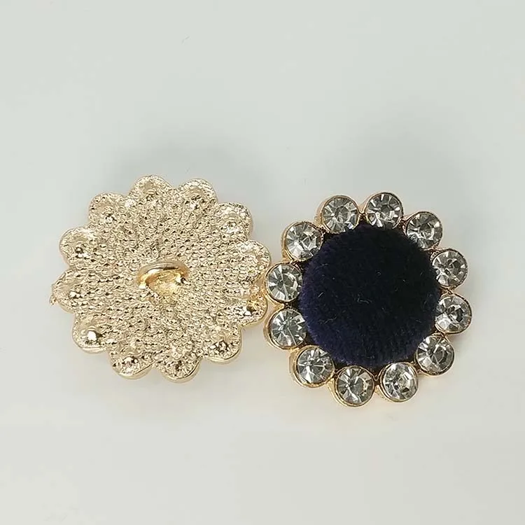 DIY Высокое качество bling-bling большой 3D подсолнухи бисером круглая кнопка пальто размер кнопки: 25 мм - Цвет: Темно-синий