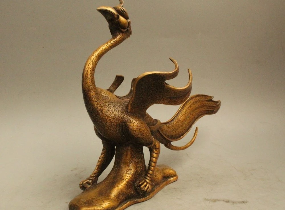 10 &quotКитайский Бронзовый феншуй Fly Phoenix Juno Wonder Bird fung-hwang статуя | Дом и сад