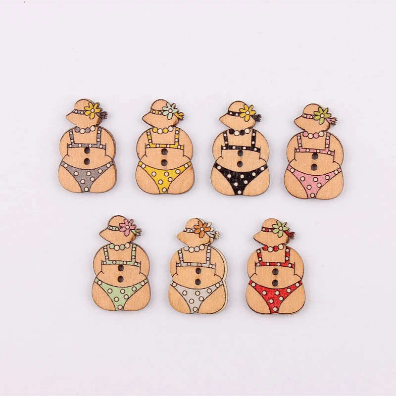 2 отверстия смешанные деревянные кнопки Модный узор бикини скрапбук ремесло