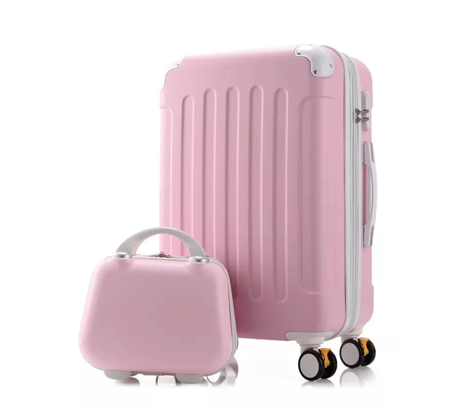 pink 2" 24 дюймов ПК с изображением Губки Боба путешествия чемодан на колесах тележка для ручной клади Сумка Для женщин rolling багажа прекрасный Дорожный чемодан - Цвет: pink