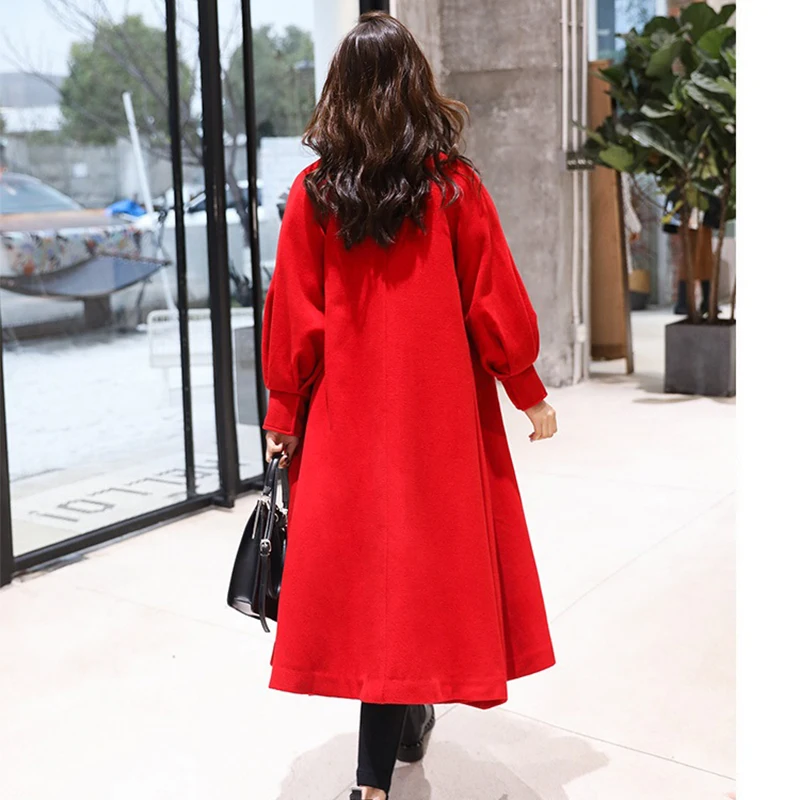 

2021 Winter Long Women Coat Korean Temperament Cloak Shawl Coat Korean Female Woolen Coat Long Section Korean Coat For Women